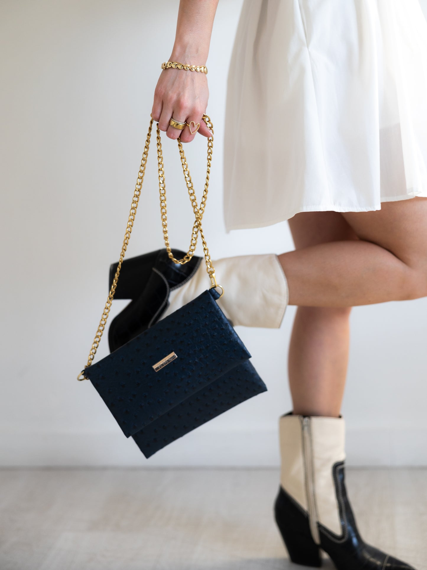The Everything Crossbody — Navy 'Ostrich'