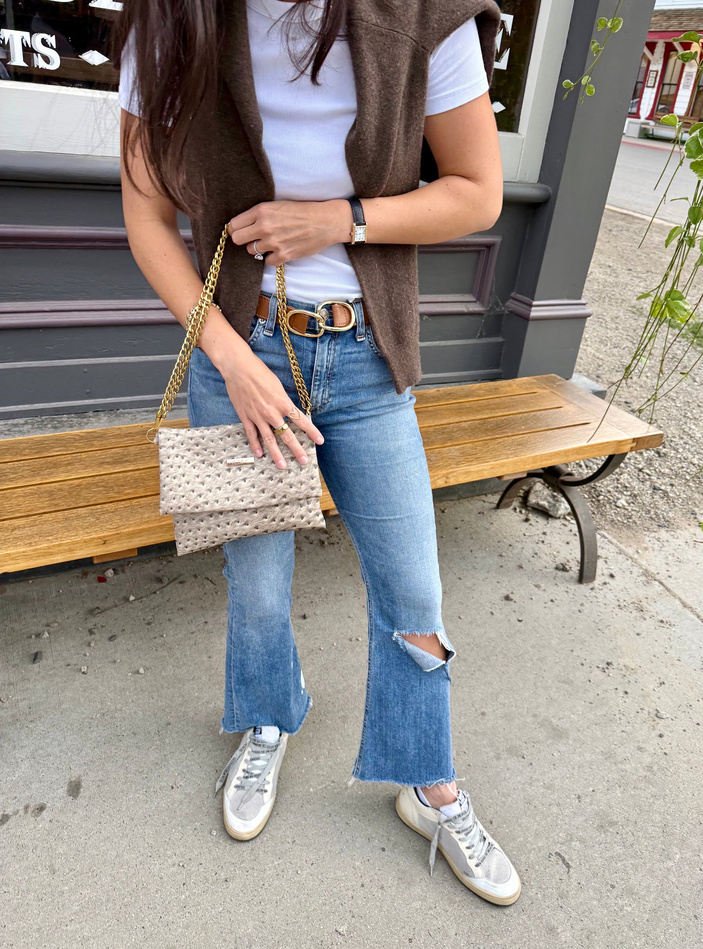 The Everything Crossbody — Taupe 'Ostrich'