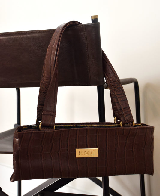 The East-West Handbag — Dark Chocolate 'Big Crocodile'