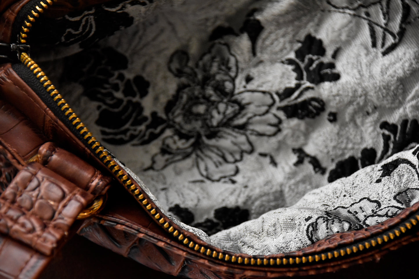 The East-West Handbag — Dark Chocolate 'Big Crocodile'