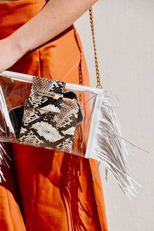 The Clear Crossbody — Ivory/Cream 'Snakeskin'