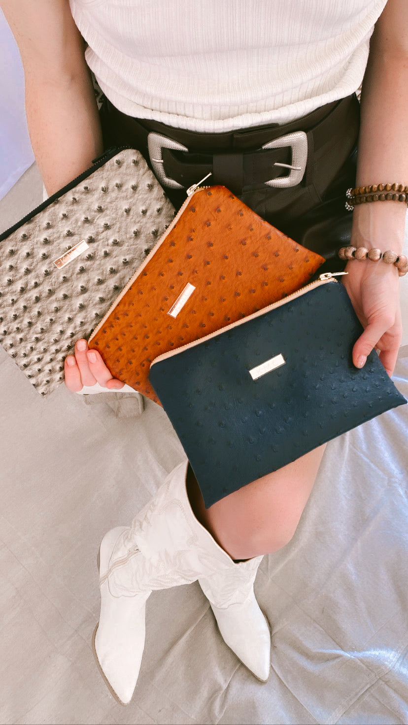 The Essential Clutch — Taupe 'Ostrich'
